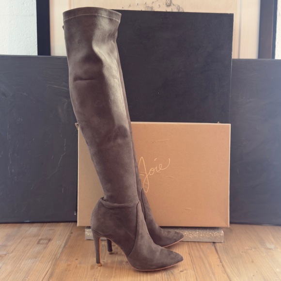 Joie Jemina Over the Knee Suede Boots Dark Taupe Size 7 - Picture 3 of 11